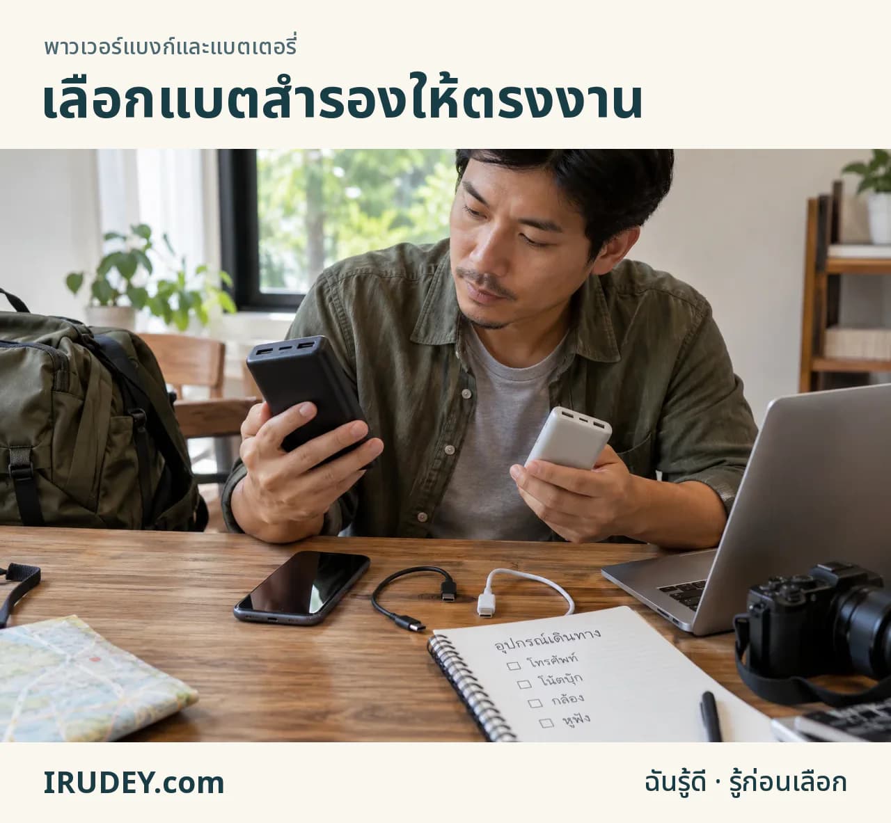 เลือกพาวเวอร์แบงก์ร่วมกับมือถือ โน้ตบุ๊ก และสายที่จะใช้