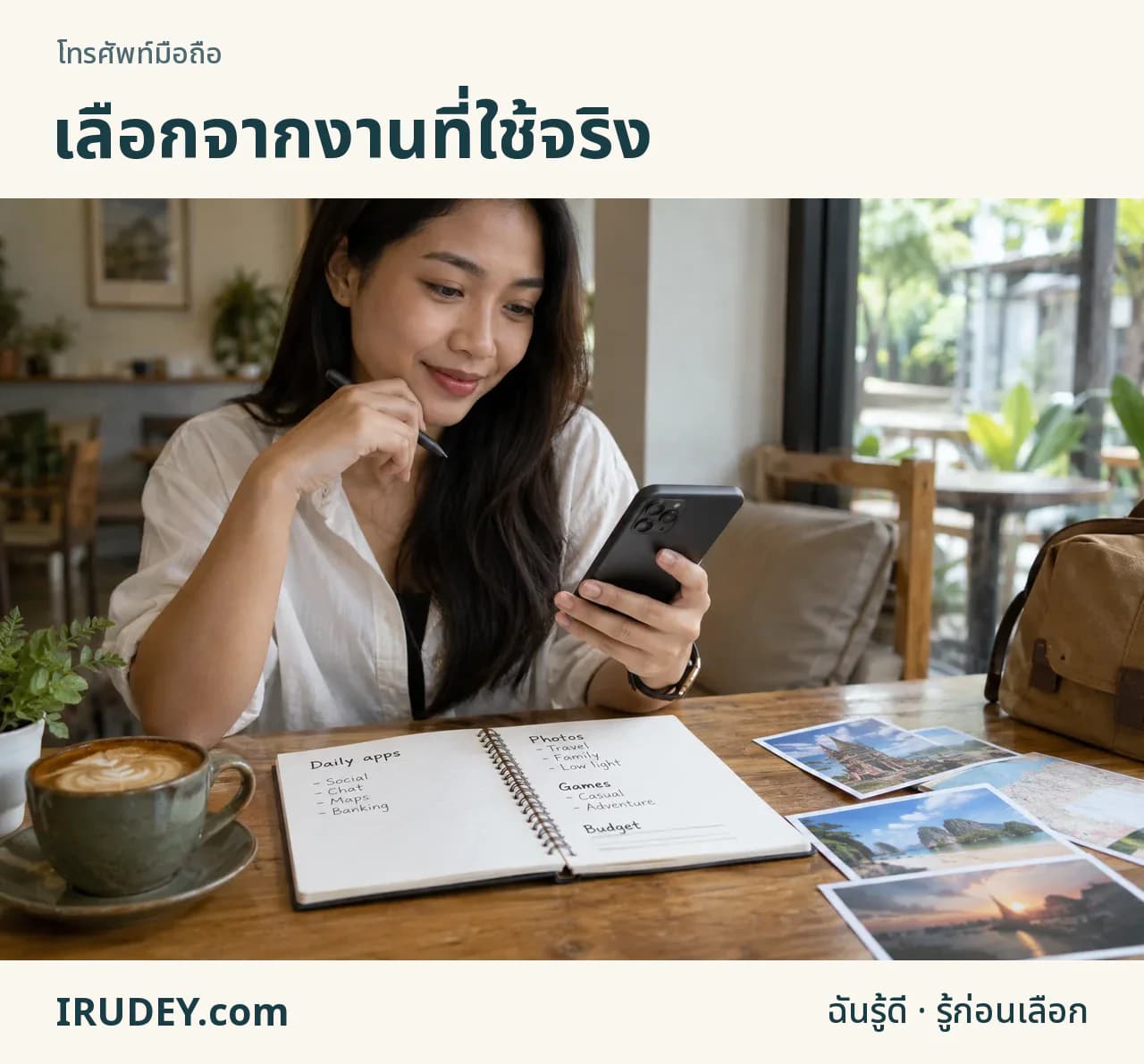 ผู้ใช้วางแผนเลือกมือถือจากงานประจำ รูปถ่าย เกม และงบ