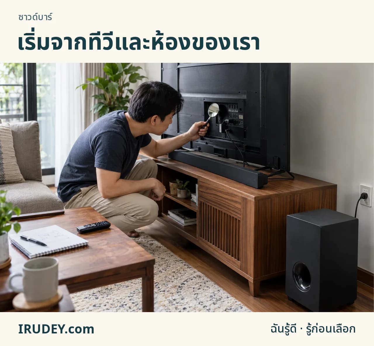 ตรวจทีวี แหล่งเสียง และพื้นที่ก่อนเลือกซาวด์บาร์