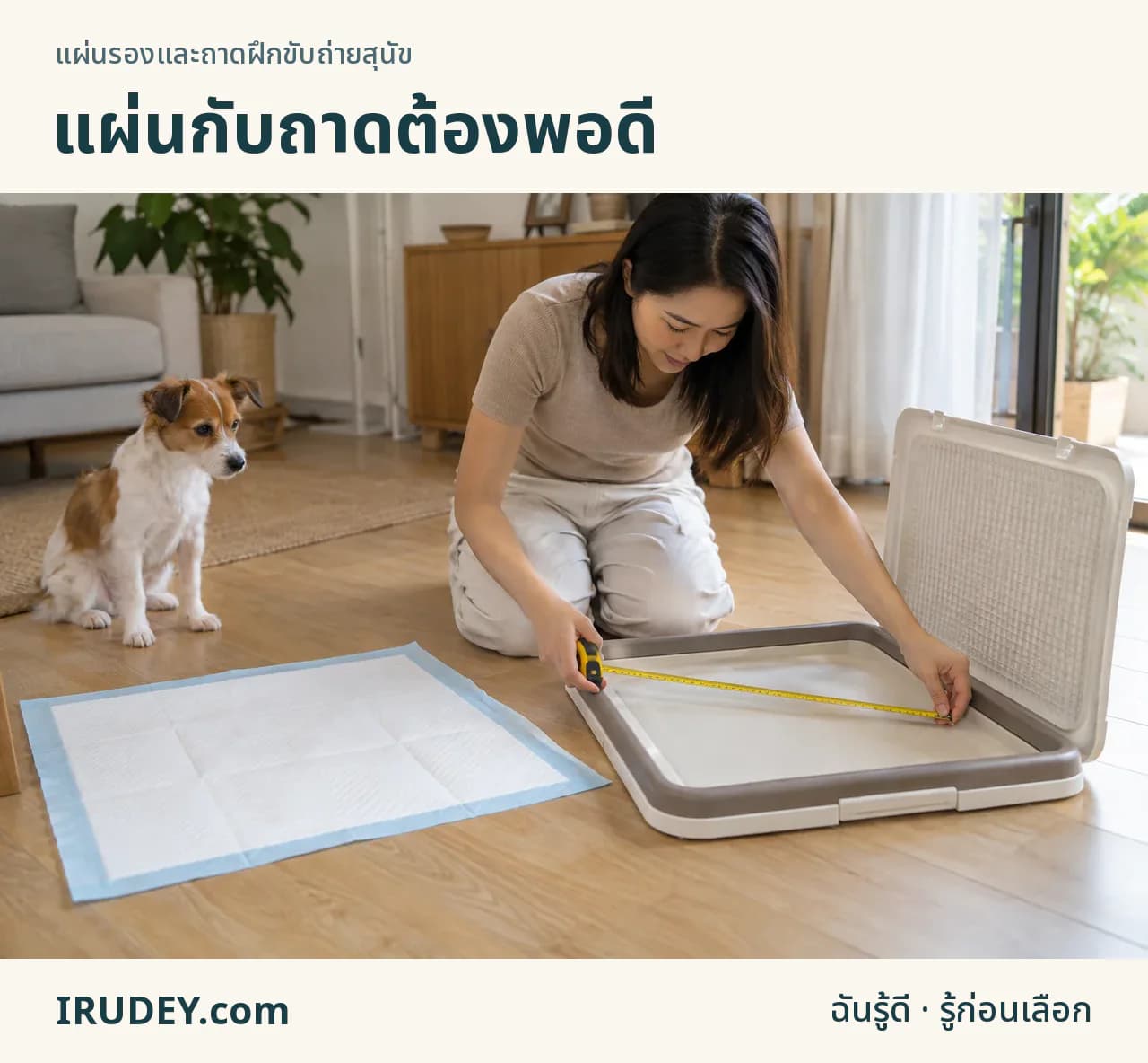 แผ่นรองสะอาด ถาด และพื้นที่ด้านในที่ต้องวัด