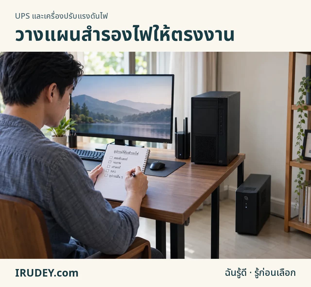 ทำรายการคอม จอ และเราเตอร์ที่จะสำรองไฟ