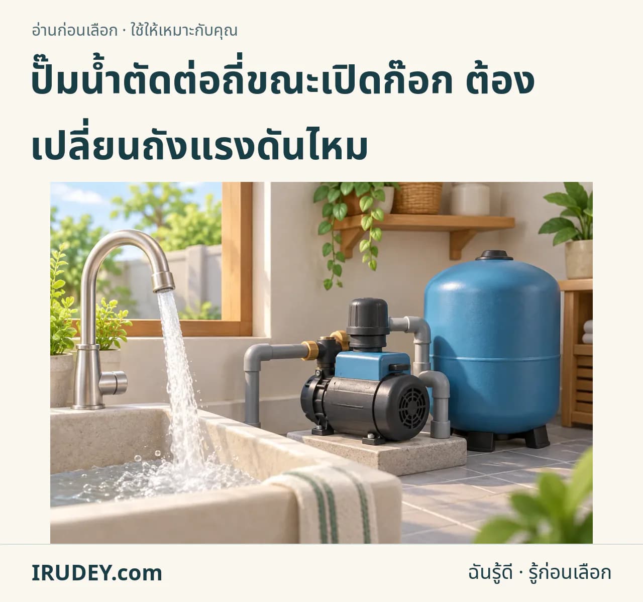 ภาพวาดประกอบ: ภาพอธิบาย ปั๊มน้ำตัดต่อถี่ขณะเปิดก๊อก ต้องเปลี่ยนถังแรงดันไหม