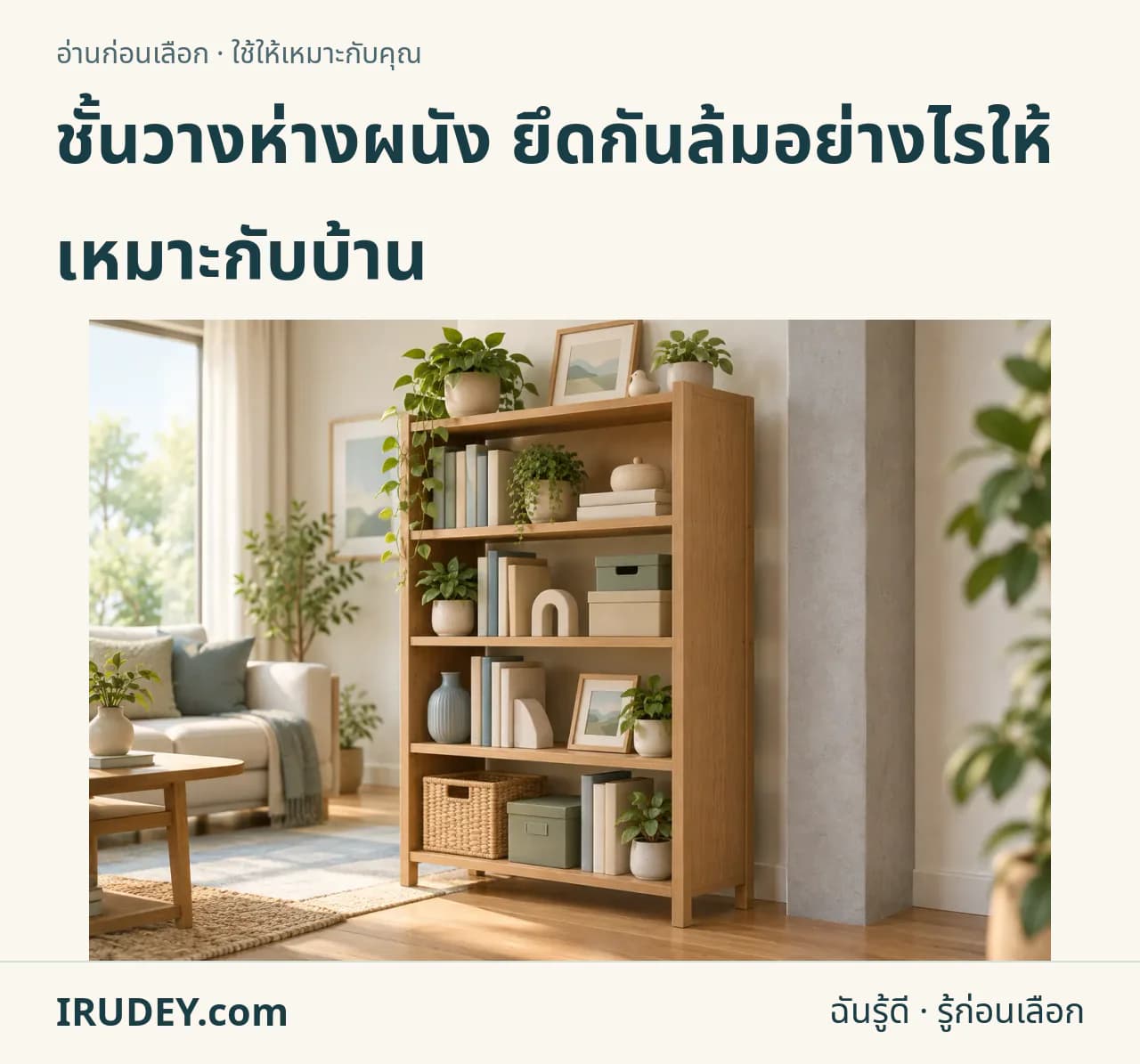 ภาพวาดประกอบ: ชั้นวางห่างผนัง ยึดกันล้มอย่างไรให้เหมาะกับบ้าน